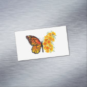 黄色いカリフォルニアポピーの花蝶 マグネット名刺 (インサイチュ)