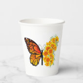 黄色いカリフォルニアポピーの花蝶 紙コップ (裏面)