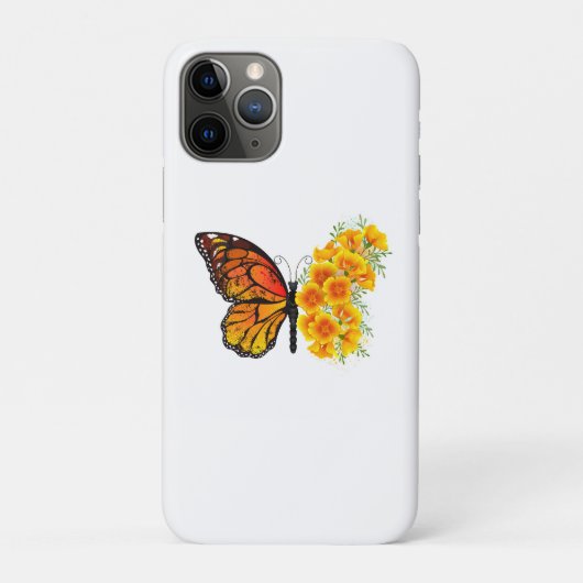 黄色いカリフォルニアポピーの花蝶 Case-Mate iPhoneケース (裏)