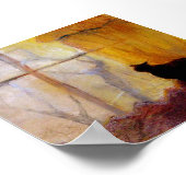 黄色いカーテンを持つネコ ポスター (角)