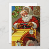 黄色いカードでサンタを運転空白の シーズンカード (正面/裏面)