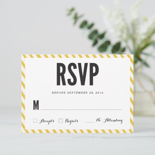 黄色いカーニバルはRSVPの応答カードを縞で飾ります 出欠カード (スタンド正面)