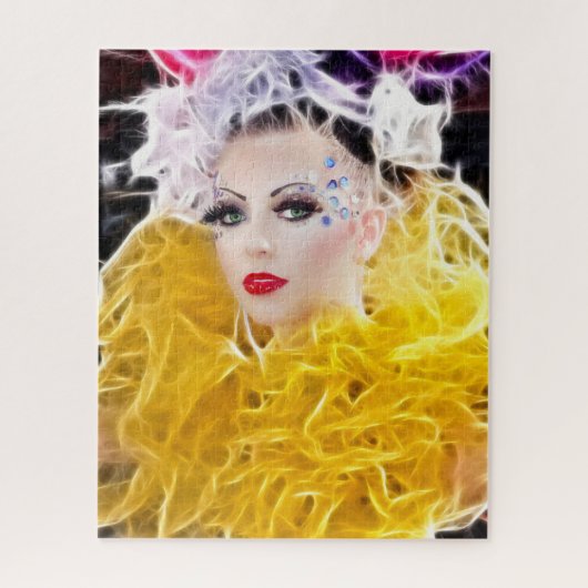 黄色いガウンのスーパースターモデル ジグソーパズル (縦)