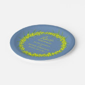 黄色いガラガラの花の水の色のアートの結婚プレート ペーパープレート (アングル)