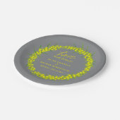 黄色いガラガラの花の水の色アートグレー結婚ズ ペーパープレート (アングル)