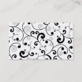 黄色いガーベラのデイジーの黒く及び白いスクロール 名刺 (裏面)