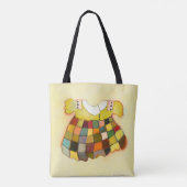 黄色いガーリーなかわいい子供の服 トートバッグ (裏面)