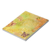 黄色いキラキラ金ゴールドの蝶 ノートパッド (回転)