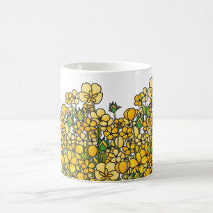 黄色いキンボウゲの花の分野 コーヒーマグカップ