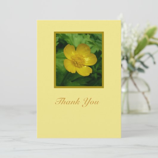 黄色いキンボウゲの花の悔やみや弔慰のサンキューカード サンキューカード (スタンド正面)