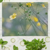 黄色いキンボウゲ キッチンタオル (折り畳み)