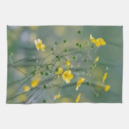 黄色いキンボウゲ キッチンタオル