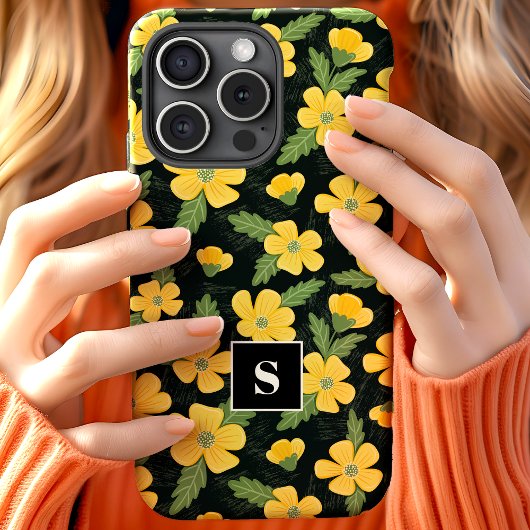 黄色いキンポウゲの花のモノグラム Case-Mate iPhoneケース