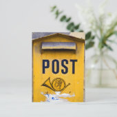 黄色いギリシャ語のポストボックス ポストカード (スタンド正面)