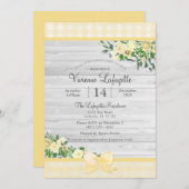 黄色いギンガエレガントムフローラベビーシャワー 招待状 (正面/裏面)