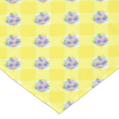 黄色いギンガムと紫の青の花の国 テーブルクロス (アングル)