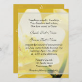 黄色いクリスチャンの花の白いラン結婚キッド 招待状 (正面/裏面)