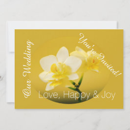 黄色いクリスチャンの花の白いラン結婚キッド 招待状