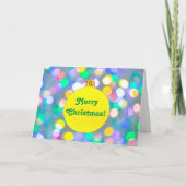 黄色いクリスマスカードに輝くオーナメント カード (正面)