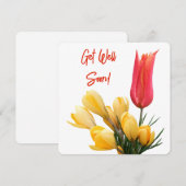 黄色いクロッカスかわいらし赤いチューリップの愛をすぐに得る シーズンカード (正面/裏面)