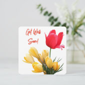 黄色いクロッカスかわいらし赤いチューリップの愛をすぐに得る シーズンカード (スタンド正面)