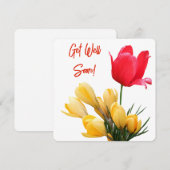 黄色いクロッカスかわいらし赤いチューリップの愛をすぐに得る シーズンカード (正面/裏面)