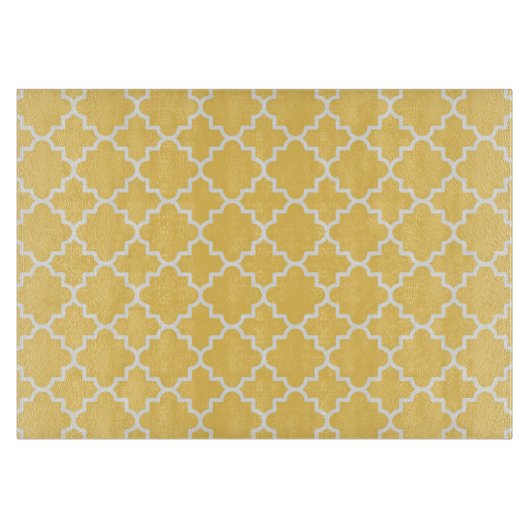 黄色いクローバーパターン カッティングボード (正面)