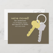 黄色いグレーの鍵セットの移動アナウンス 案内ポストカード (正面/裏面)