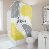 黄色いグレーモダンの幾何形状パターン名 シャワーカーテン (インサイチュ)