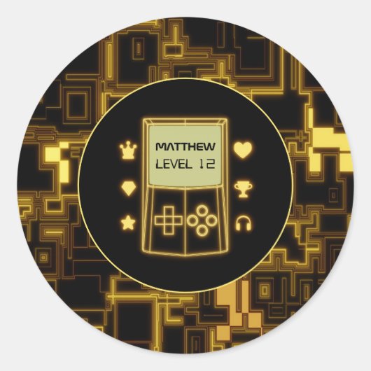 黄色いグローのハンドヘルドコンソール ラウンドシール (正面)