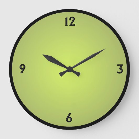 黄色いグロー4桁 ラージ壁時計 (正面)