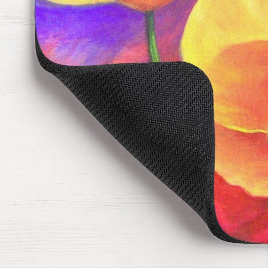 黄色いケシの花の絵画の芸術 マウスパッド (コーナー)