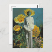 黄色いケシの花の超本物の人 ポストカード (正面/裏面)