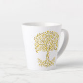 黄色いケルト色の生命の木 カフェラテマグ (右アングル)