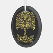 黄色いケルト色の生命の木 ガラスオーナメント (正面左)