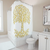 黄色いケルト色の生命の木 シャワーカーテン (インサイチュ)