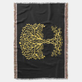 黄色いケルト色の生命の木 スローブランケット (正面縦)