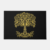 黄色いケルト色の生命の木 ドアマット (正面)