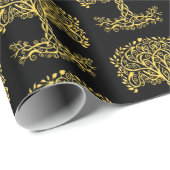 黄色いケルト色の生命の木 ラッピングペーパー (ロールコーナー)