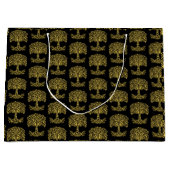 黄色いケルト色の生命の木 ラージペーパーバッグ (正面)