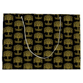 黄色いケルト色の生命の木 ラージペーパーバッグ (裏面)