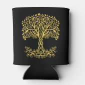 黄色いケルト色の生命の木 缶クーラー (裏面)