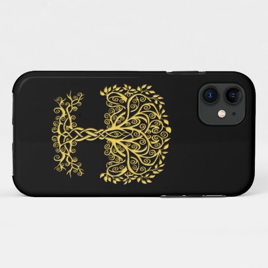 黄色いケルト色の生命の木 Case-Mate iPhoneケース (裏面(横))