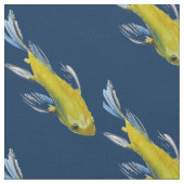 黄色いコイの魚の水彩画の日本人の芸術 ファブリック (クローズアップ)