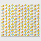 黄色いゴムのアヒルに気泡を付ける ラッピングペーパー (フラット)