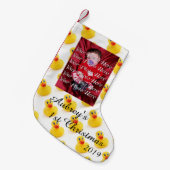 黄色いゴムアヒルの第1クリスマス スモールクリスマスストッキング (正面 (吊り時))