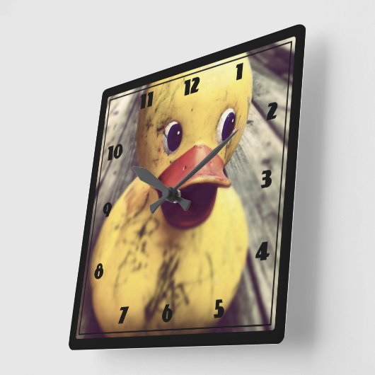 黄色いゴム製アヒルちゃんはBathを必要とします! スクエア壁時計 (傾斜)