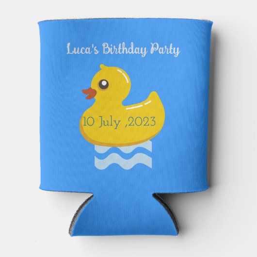 黄色いゴム製アヒルの誕生会 缶クーラー (正面)