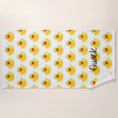 黄色いゴム製ダッキーのにせ医者 ビーチタオル (正面)