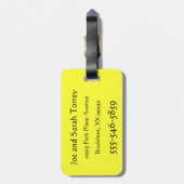 黄色いゴム製ピカピカのアヒル ラゲッジタグ (裏面縦)